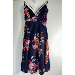 AX Paris Strappy Floral Midi Skater Fit and Flare Dress UK 12 size US 8 NWT